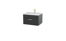 Load image into Gallery viewer, Corsica 600mm 1 Draw Wall Hung Bathroom Vanity Unit &amp; Basin, 12 Handle Options - Graphite
