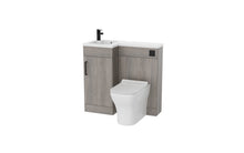 Load image into Gallery viewer, Complete Combination Set: Corsica 900mm L Shape Furniture Pack Bathroom Unit, Basin, Style BTW Pan, Cistern Pack, Chrome Tap - Silver Oak
