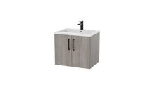 Load image into Gallery viewer, Corsica 600mm 2 Door Wall Hung Bathroom Vanity Unit &amp; Basin, 12 Handle Options  - Silver Oak
