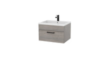 Load image into Gallery viewer, Corsica 600mm 1 Draw Wall Hung Bathroom Vanity Unit &amp; Basin, 12 Handle Options - Silver Oak
