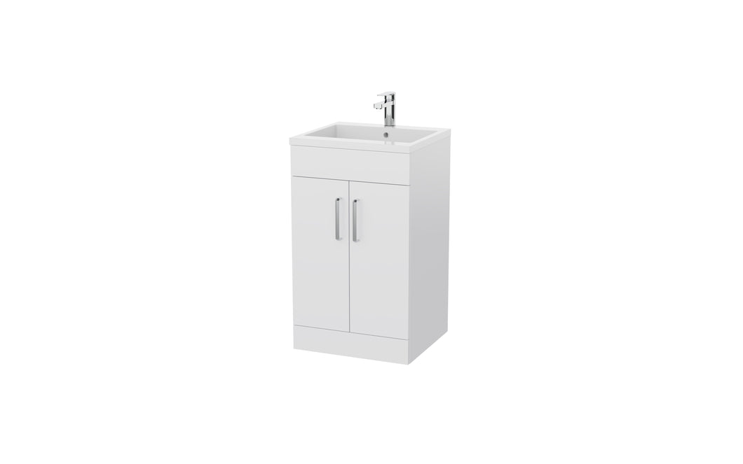 Corsica 500 x 400mm Shallow Floor Vanity Unit with Basin  & Tap - Gloss White