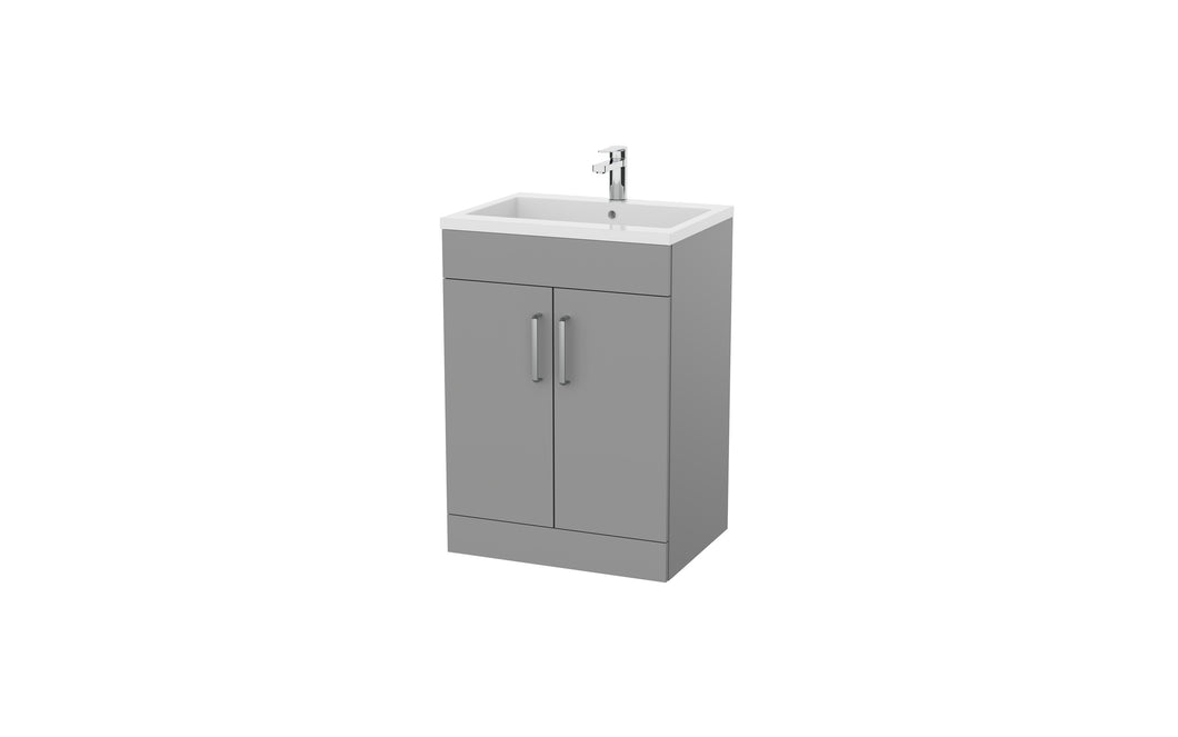 Corsica Plus - 600mm 2 Door Bathroom Floor Vanity Unit & Basin - Dust Grey