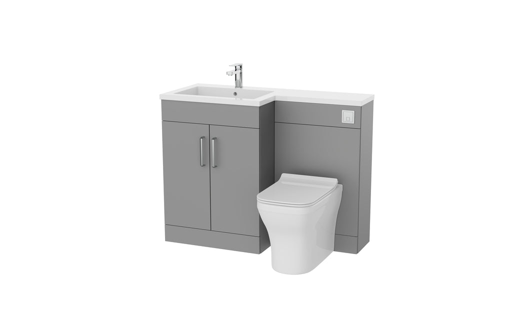 Corsica Plus 1100mm L Shape Furniture Pack Bathroom Unit, Left Hand Basin - Dust Grey