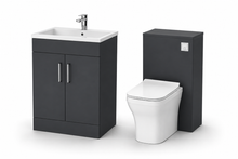 Load image into Gallery viewer, Corsica Plus - 600mm/ 500mm WC Complete Set 2 Door Bathroom Floor Vanity Unit &amp; Basin - Matt Grey
