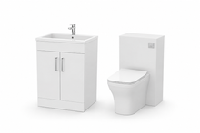 Load image into Gallery viewer, Corsica Plus - 600mm/ 500mm WC Complete Set 2 Door Bathroom Floor Vanity Unit &amp; Basin - Gloss White
