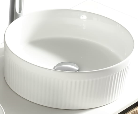 VaresA Fluted Ceramic Bathroom Gloss Counter Top Round Bowl