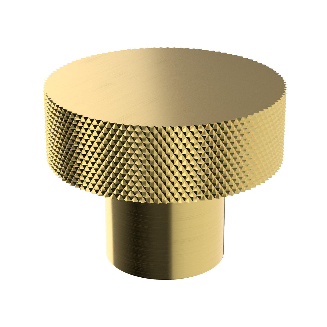 Vares-A  Round Knob Knurled Bathroom Furniture Handles - 42mm Brushed Brass