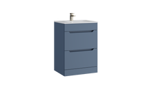 Load image into Gallery viewer, Geo - Handless 600mm Bathroom 2 Draw Floor Vanity Unit with Ceramic Basin - Something Blue
