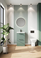Load image into Gallery viewer, Muro Plus 500 Floorstanding 2 Drawer Shallow (355mm) Floor Vanity Unit with Basin  - Green
