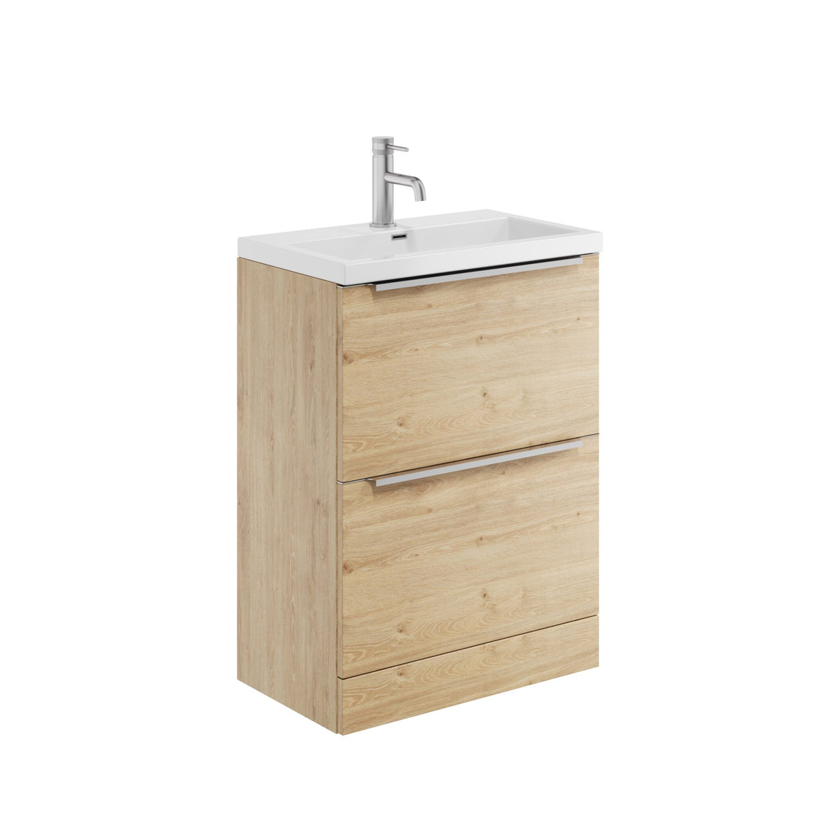 Muro Plus 600mm Floorstanding 2 Drawer Shallow (355mm) Floor Vanity Un ...