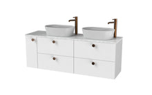 Load image into Gallery viewer, Haro 1400mm LHD Wall Hung 4 Drawer 1 Door Bathroom Vanity Unit - Gloss White
