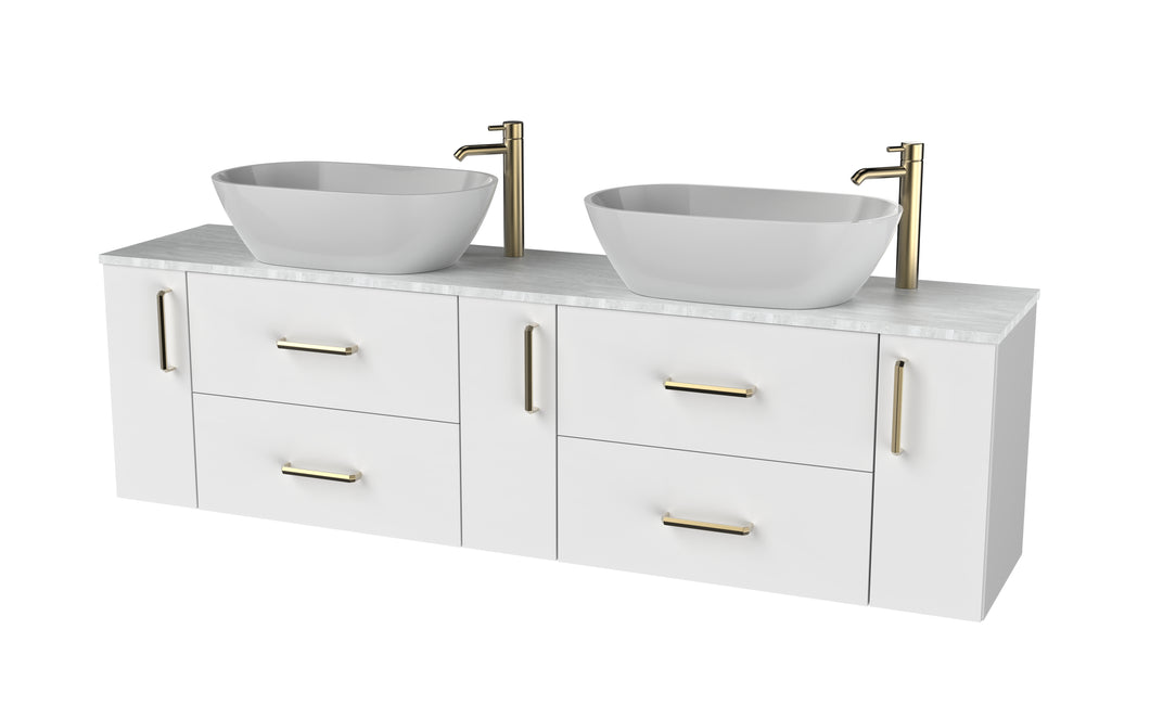 Haro 1800mm Wall Hung 4 Drawer 3 Door Bathroom Vanity Unit - Gloss White