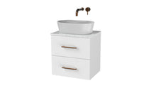 Load image into Gallery viewer, Haro 500mm Wall Hung 2 Drawer Bathroom Vanity Unit with Concrete Counter Top - Gloss White (Copy)
