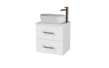 Load image into Gallery viewer, Haro 500mm Wall Hung 2 Drawer Bathroom Vanity Unit with Concrete Counter Top - Gloss White (Copy)
