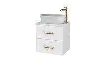 Load image into Gallery viewer, Haro 500mm Wall Hung 2 Drawer Bathroom Vanity Unit with Concrete Counter Top - Gloss White (Copy)
