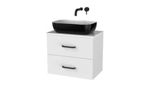 Load image into Gallery viewer, Haro 600mm Wall Hung 2 Drawer Bathroom Vanity Unit with White Counter Top - Gloss White
