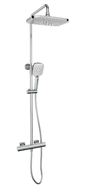 Colt Exposed Thermostatic Bathroom Shower with Slide Handset & Large Drench Head - Chrome/White