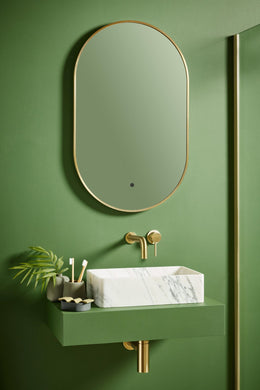 Solas Round Illuminated Bathroom Mirror - Brushed Brass