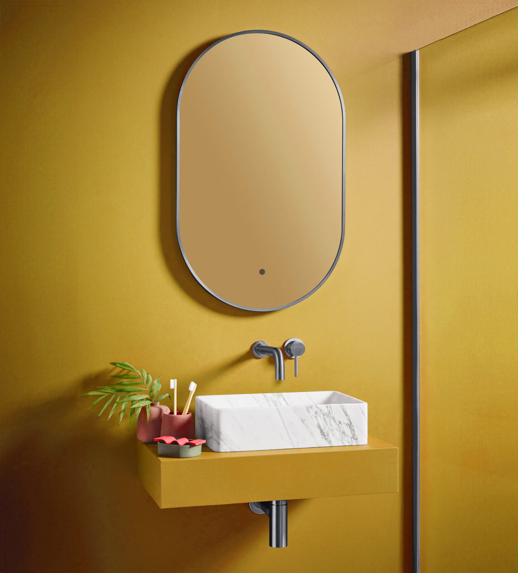 Aubrey LED Mirror Brass 500 × 800mm - Gunmetal