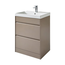 Load image into Gallery viewer, Moon - 600mm 2 Draw Handless Bathroom Floor Vanity Unit &amp; Basin - Cocoa-Coffee
