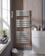 VaresA Coast Designer Bathroom Towel Warmers/Valves 1200 x 500mm BTU's 1650 - Brushed Nickel