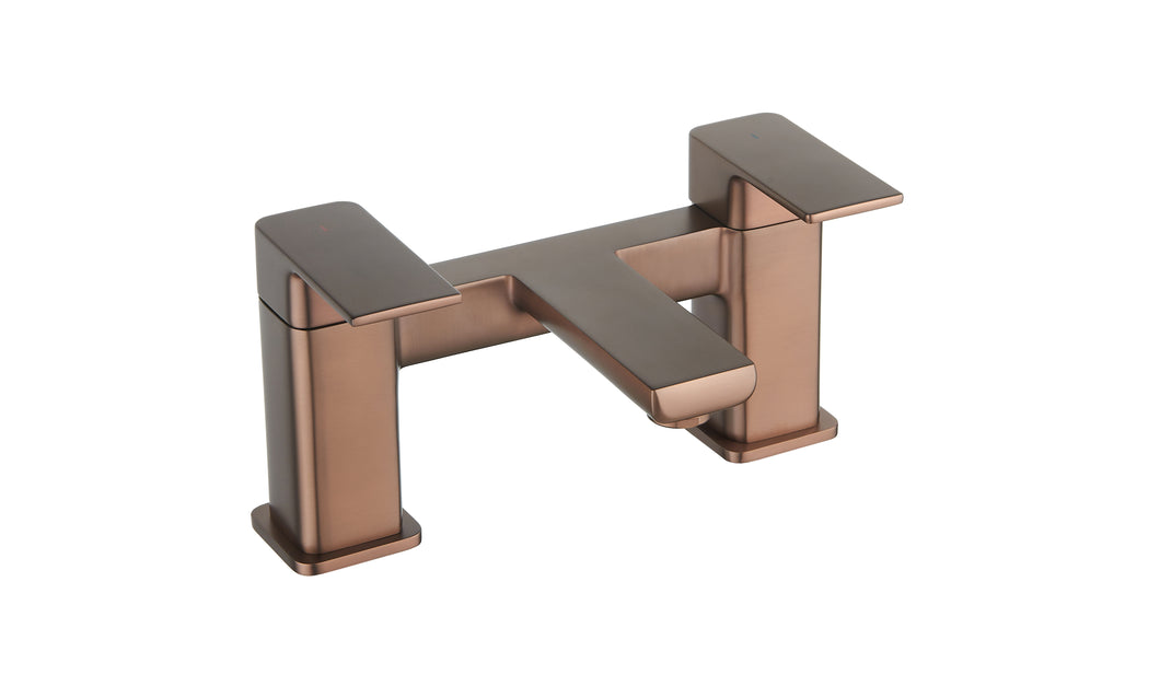 Mura Bathroom Bath Filler Taps, Cold Water Start - Brushed Bronze