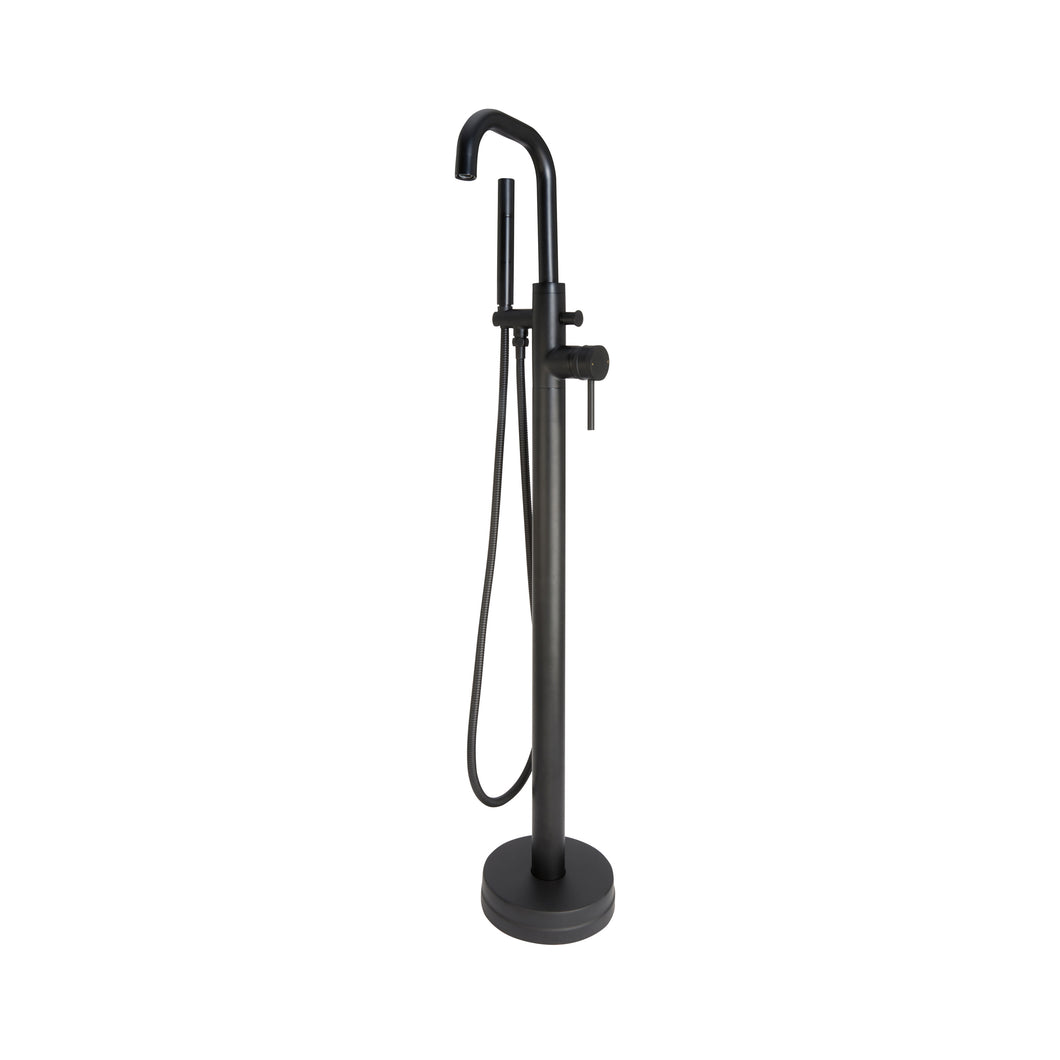 Desire Bathroom Freestanding Knurled Bath Shower Mixer  - Black