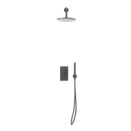 Desire Bathroom Knurled Concealed Shower Valve with Mounting Holder & Handset - Gunmetal