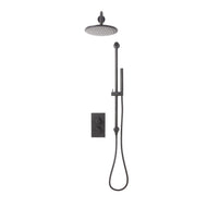 Desire Bathroom Knurled Concealed Shower Valve with Rigid Riser & Handset - Gunmetal