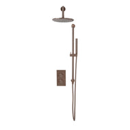 Desire Bathroom Knurled Concealed Shower Valve with Rigid Riser & Handset - Brushed Bronze