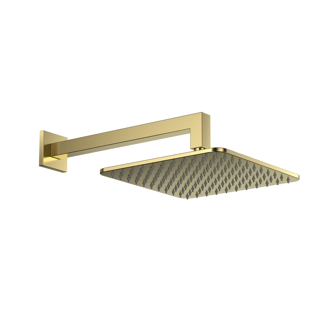 Square Shower Arm & Head - Brushed Brass