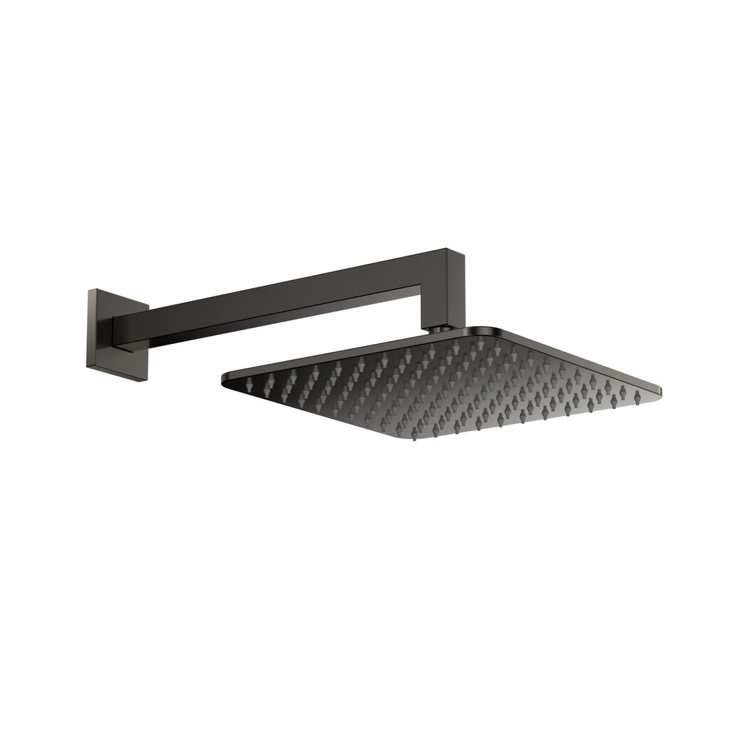 Square Shower Arm & Head - Gun Metal