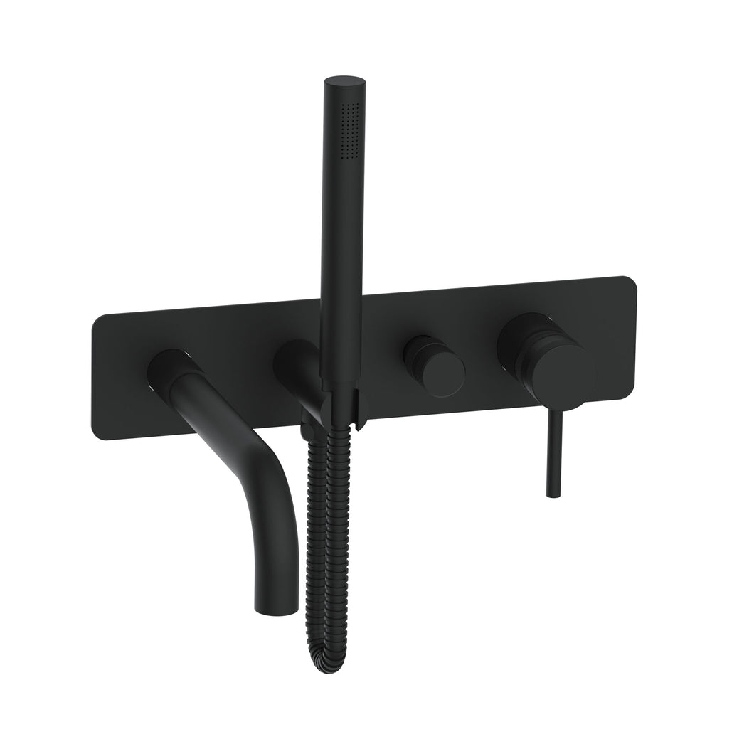 Desire Bathroom Wall Mounted Bath Shower Mixer & Handset - Matte Black
