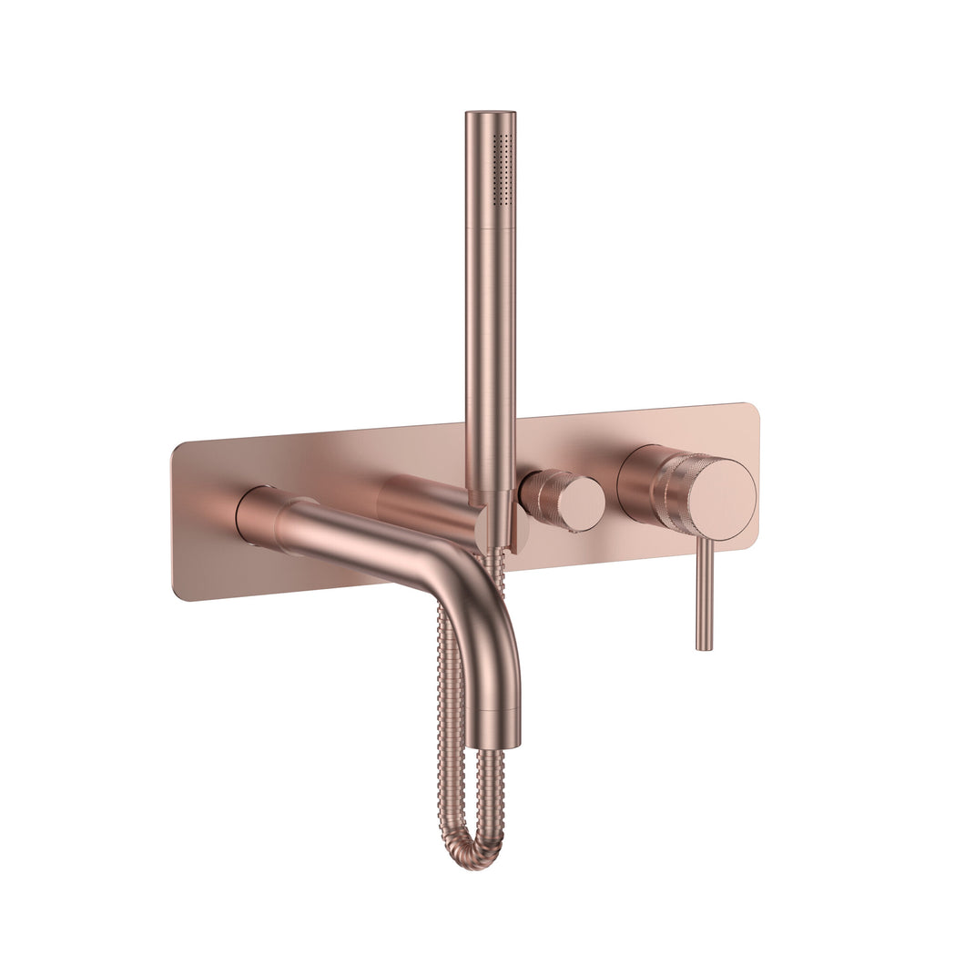 Desire Bathroom Wall Mounted Bath Shower Mixer & Handset - Brushed Bronze