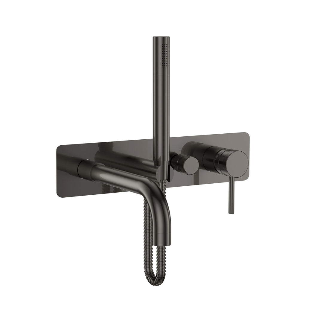 Desire Bathroom Wall Mounted Bath Shower Mixer & Handset - Gunmetal