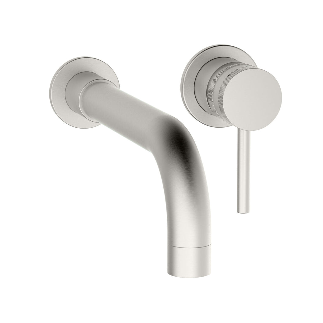 Desire Bathroom Knurled Wall Mounted Basin or Bath Taps - Brushed Nickel