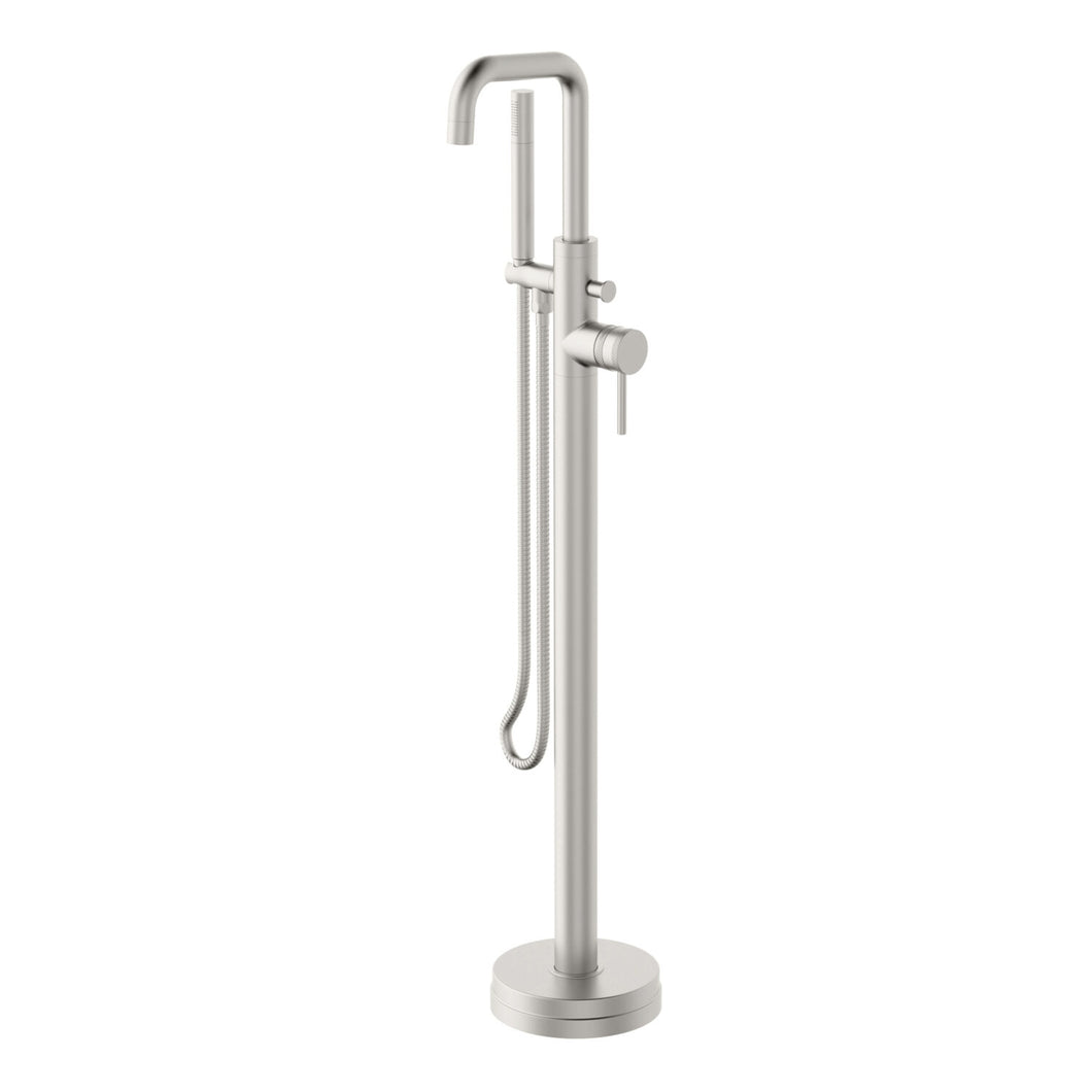 Desire Bathroom Freestanding Knurled Bath Shower Mixer  - Brushed Nickel