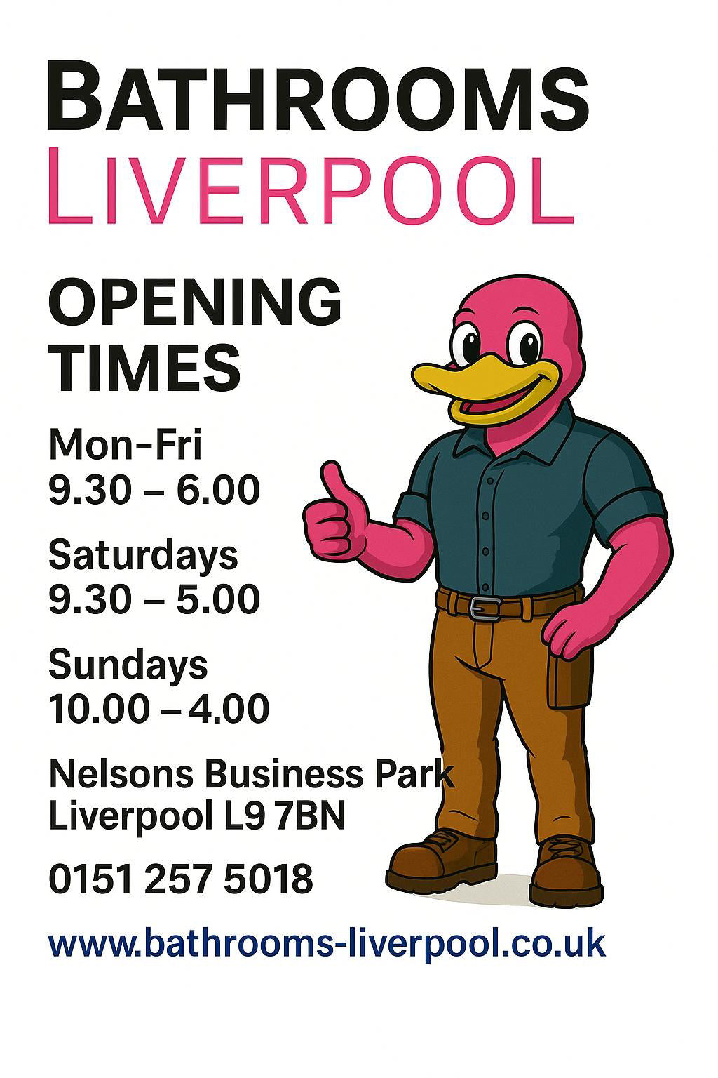 Bathrooms Liverpool Showroom - Address -Opening Hours Times - 0151 257 5018