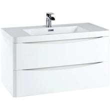 Load image into Gallery viewer, Bella 900mm Wall Hung Cabinet with Counter Top &amp; Gloss Bowl. 2 Drawer - Gloss White &amp; Matt Grey

