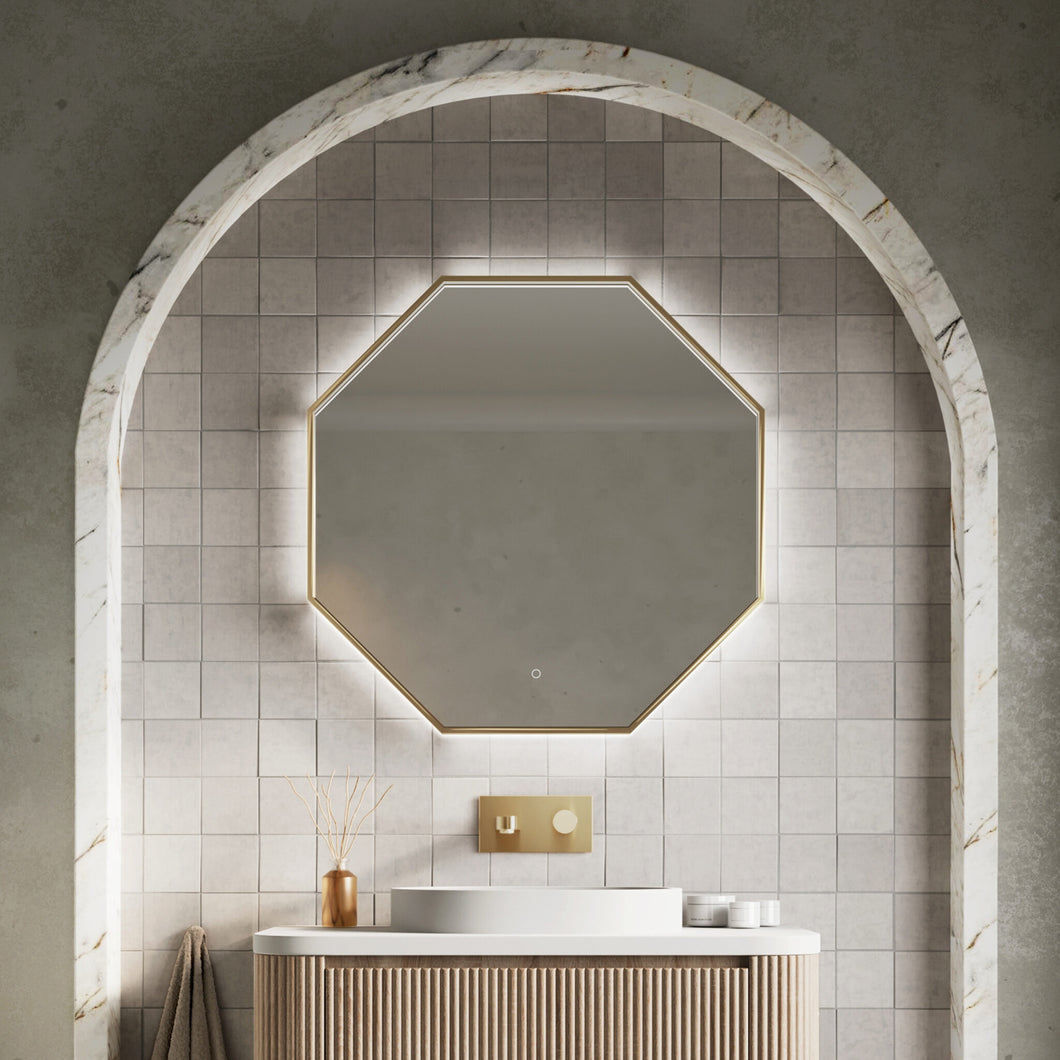 Passa Octagonal Mirror Brushed Brass 800 × 800mm - Brushed Brass