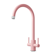 Load image into Gallery viewer, Vares-A Double Lever Swan Neck Monobloc Kitchen Sink Taps - Soft Pink
