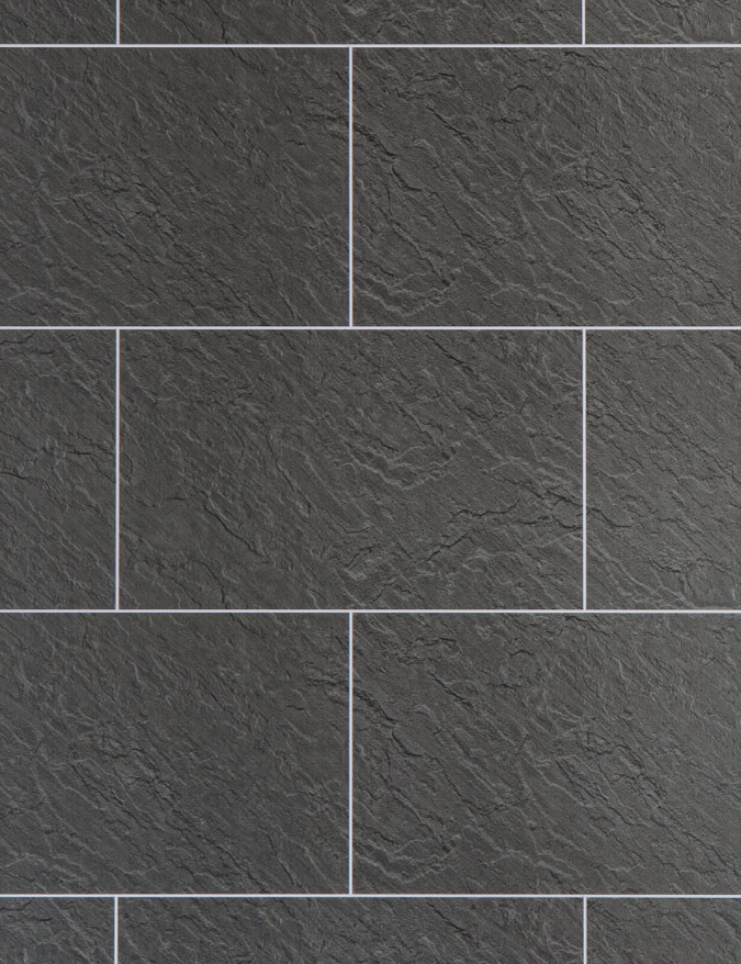 VaresA 10mm Black Slate - Grout Line PVC Shower Wall Panels 2400 x 1000mm Tongue and Groove. 1 Free Gripbond Adhesive