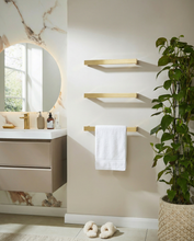 Load image into Gallery viewer, VaresA 500mm Single Electric Designer Bathroom Towel Warmers Rail 12 Volt - 19 Watts - Brushed Brass
