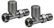 Modern Straight Radiator Valves (Pair) - Gunmetal
