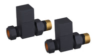 Vares-A Modern Cube Straight Radiator Valves (Pair) - Black