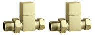 Vares-A Modern Cube Straight Radiator Valves (Pair) - Brushed Brass