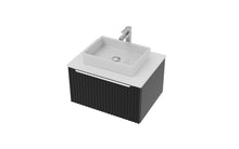 Load image into Gallery viewer, Vigo Fluted 600mm 1 Draw Wall Hung Bathroom Vanity Unit &amp; Colour Countertop - Matt Black
