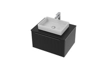Load image into Gallery viewer, Vigo Fluted 600mm 1 Draw Wall Hung Bathroom Vanity Unit &amp; Colour Countertop - Matt Black
