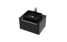 Load image into Gallery viewer, Vigo Fluted 600mm 1 Draw Wall Hung Bathroom Vanity Unit &amp; Colour Countertop - Matt Black
