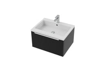 Load image into Gallery viewer, Vigo Fluted 600mm 1 Draw Wall Hung Bathroom Vanity Unit &amp; Colour Countertop, Handle Options - Matt Black
